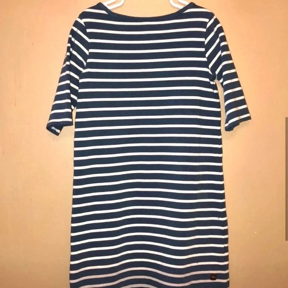 TEA COLLECTION EUC GIRLS DRESS STRIPES NAVY SIZE 7 - Picture 3 of 4